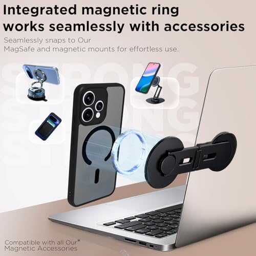 RIGGEAR Shockproof Sleek Hybrid Armor Magnetic Back Cover Case Compatible with MagSafe Accessories for Oppo Reno15, Reno 15 5G (Smoke Black Matte PC + Black TPU-Bumper) - Image 4