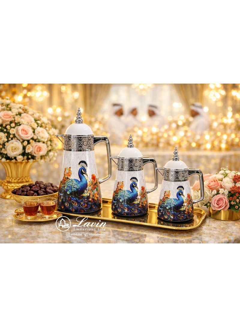 Lavin luxury flask set 500ml+700ml+1L/Arabic Fashion coffee(kawa), tea&karak Thermos/Premium glass inner/ hot&cold/HB