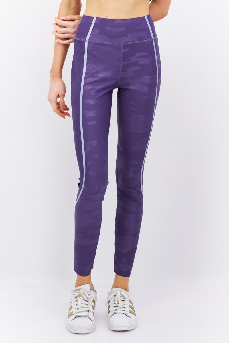 Etam Women Sportswear Fit Camouflage Training Leggings, Purple - Image 1