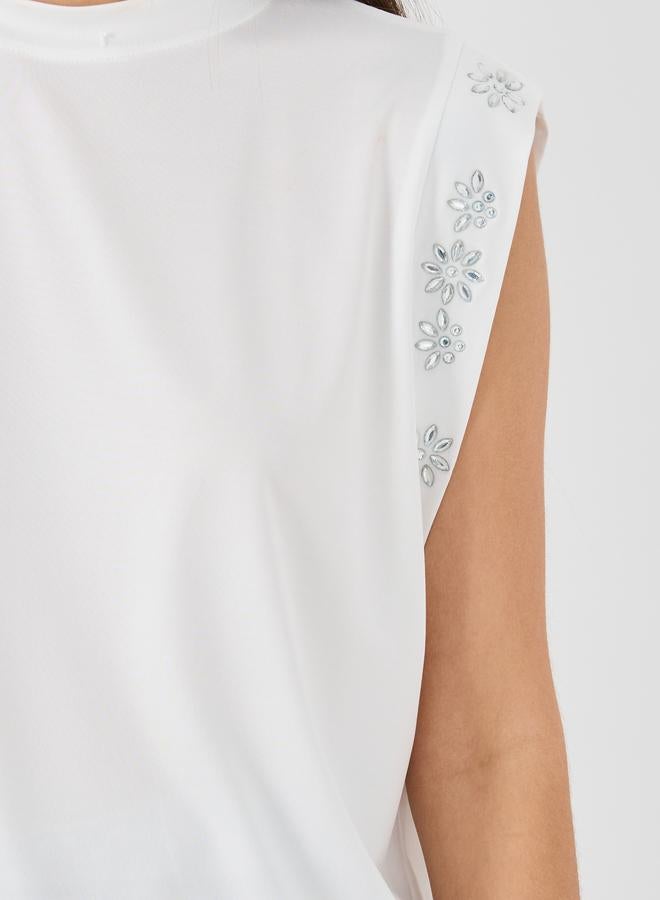 Take Two Take Two Embellished Crew Neck Sleeveless Top  - Image 4