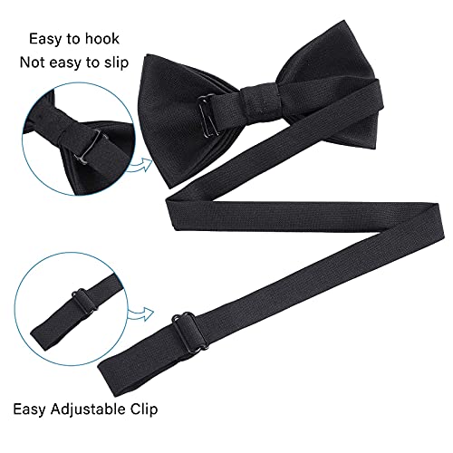 WELROG Classic Pre-Tied Bow Tie for Children & Adults Solid Color Adjustable Bowtie Gabardine Material - Image 4