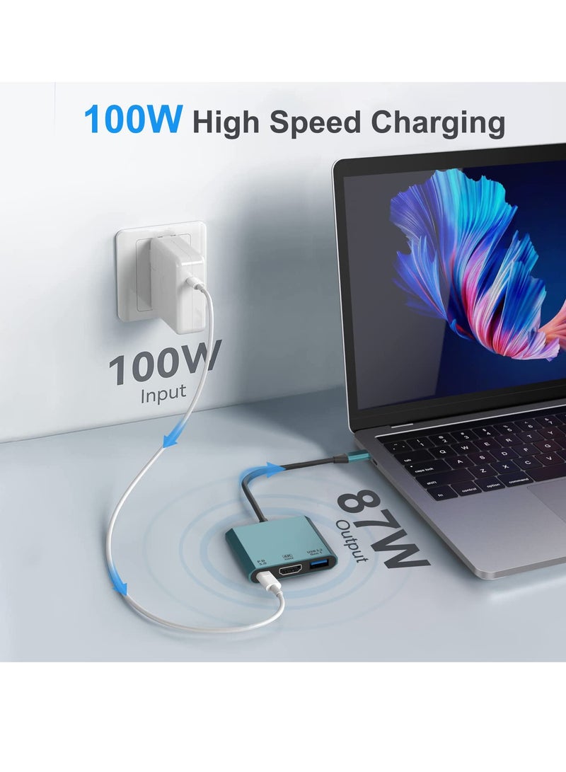 SYOSI محول USB-C إلى HDMI، موزع USB Type-C 3 في 1، قاعدة توسيع الكمبيوتر مع شاحن HDMI PD 100 وات بدقة 4K@60HZ وUSB 3.0، محول USB-C Thunderbolt 3/4 إلى USB 3.0 متوافق مع iPad M1 M2 MacBook Surface - Image 4