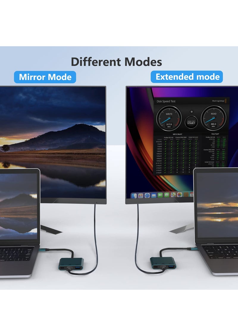 SYOSI محول USB-C إلى HDMI، موزع USB Type-C 3 في 1، قاعدة توسيع الكمبيوتر مع شاحن HDMI PD 100 وات بدقة 4K@60HZ وUSB 3.0، محول USB-C Thunderbolt 3/4 إلى USB 3.0 متوافق مع iPad M1 M2 MacBook Surface - Image 3