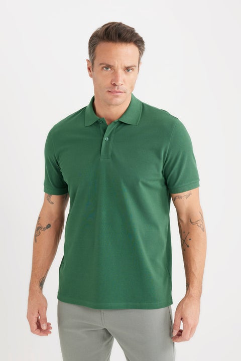 Green Man Regular Fit Polo Collar Pique Polo T Shirt Casual