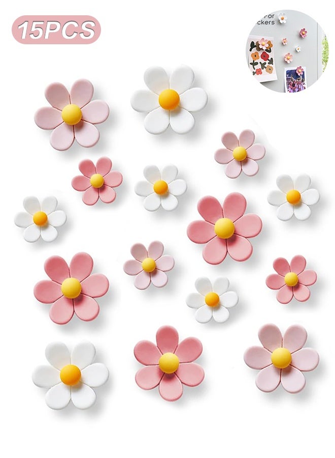 Sweet Life 15 pcs - Cute Flower Magnet, Girl Pink Magnet for Fridge and Locker, Whiteboard, and Decoration（15 pcs - Flower-Pink) - Image 1
