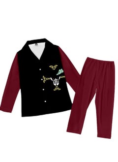KUYING New One Piece Printed Pants Long Shirts Pajamas Set  - Image 1