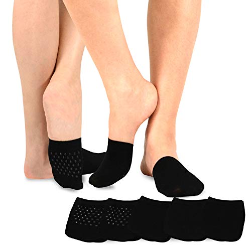 TeeHee Socks Fashion Liner Half Socks for Women Seamless Nylon Toe Topper Non-Slip 5-Pair (Women-5Pair, Black) - Image 1