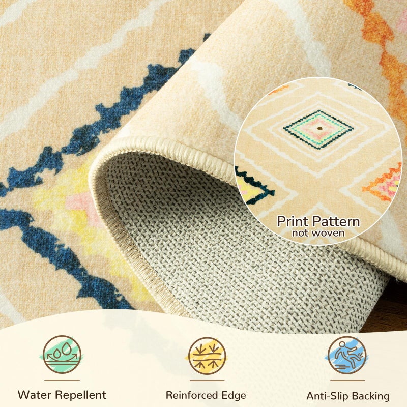 BESTSWEETIE Area Rug 8x10 Rug Machine Washable Non-Slip Low Pile Print Pattern Western Rug for Living Room Bedroom Entryway Tribal Series -Cream/Beige - Image 5