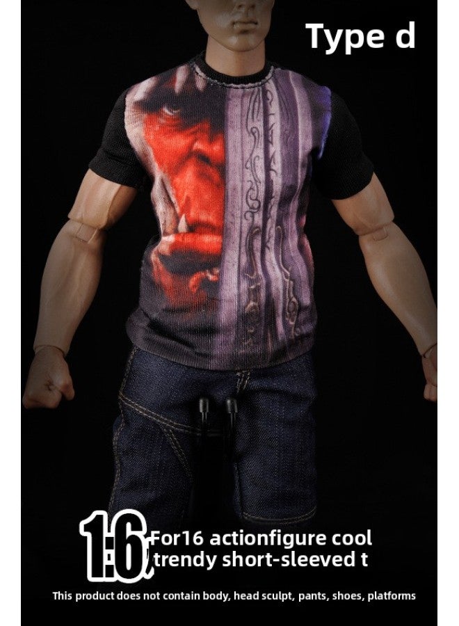 Baddeus Direct 1/6 Scale Mini Toy Clothing Fashion Trend T-shirt Model 12 Inch Soldier Accessories-Color:Paragraph D - Image 1