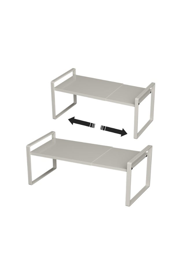 Expandable Storage Rack Shelf Organizer – Adjustable Cabinet Shelf Organizer – Expandable Kitchen Cabinet Organizer Shelf – Large Spice Rack – Small Stand Rack – 12″ to 22″ (Beige) - Image 1