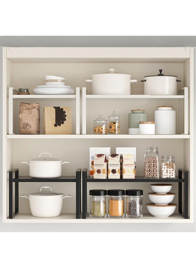 Expandable Storage Rack Shelf Organizer – Adjustable Cabinet Shelf Organizer – Expandable Kitchen Cabinet Organizer Shelf – Large Spice Rack – Small Stand Rack – 12″ to 22″ (Beige) - Image 2