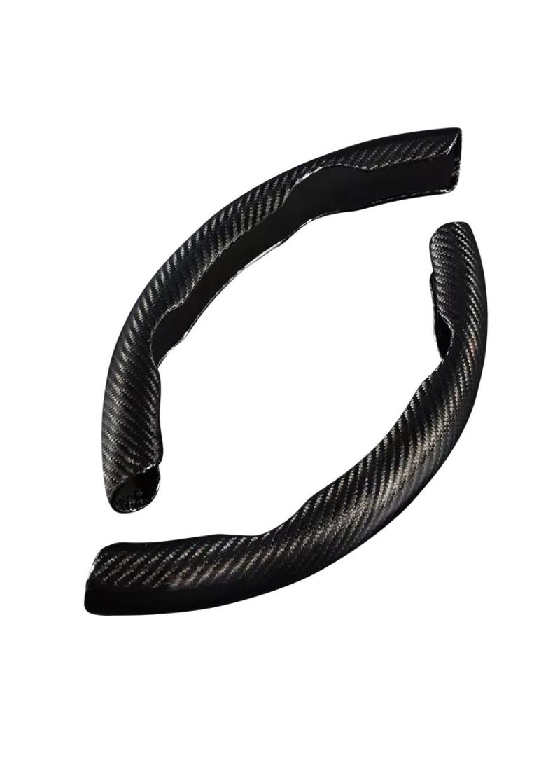 Yuwell Carbon Fiber Steering Wheel Cover For Unisex Safe And Non Slip Car Steering Cover Universal Fit Car Steering Wheel Protector Carbon Texture For Auto Truck Van SUV Black  - Image 1