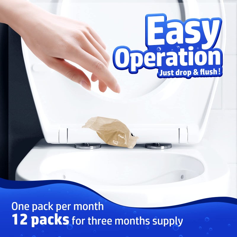 Vacplus Septic Tank Treatment - 12 Packs for 1-Year Supply, Flushable & Dissolvable Septic Tank Treatment Packets with Easy Operation, Biodegradable Septic Tank Treatment Enzymes for Wastes & Odors - Image 3
