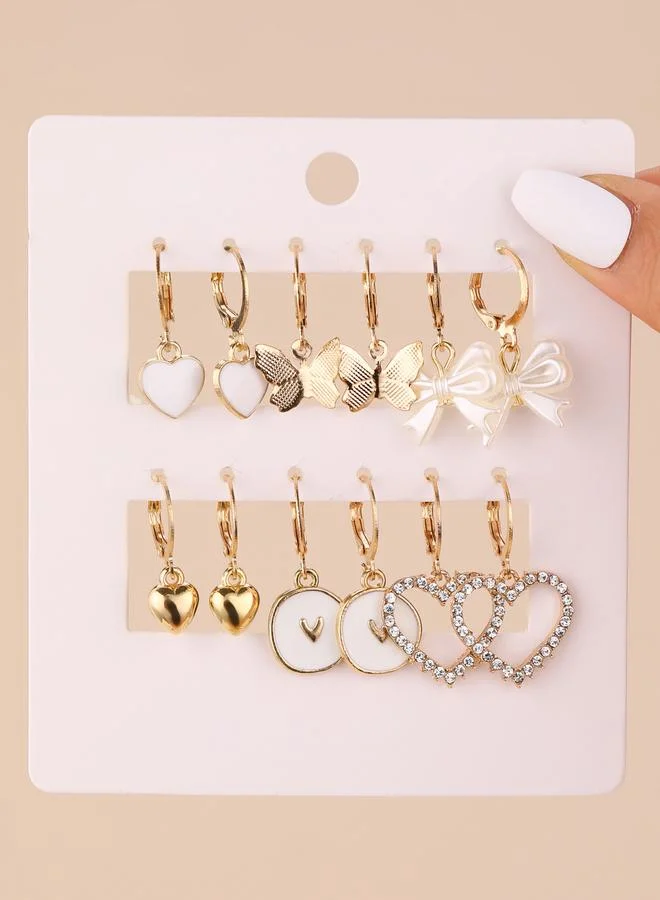 تايك تو مجموعة من 6 - أقراط ذهبية معلقة منوعة