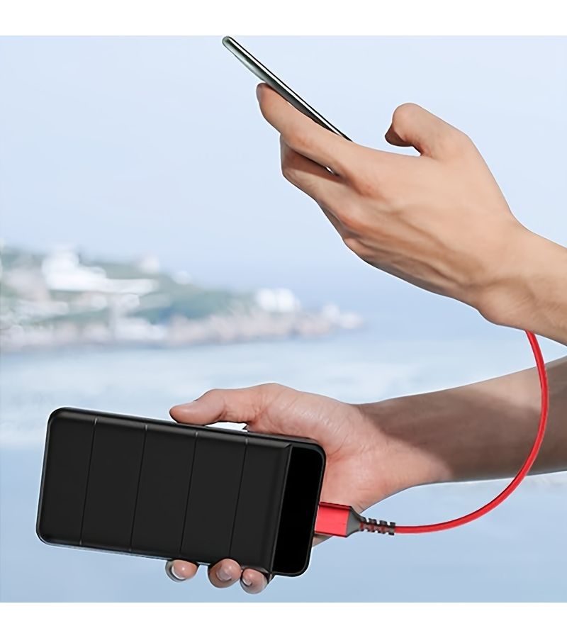 كابل USB-C أحمر بطول 33 سم، مضفر من النايلون، لشحن أجهزة سامسونج جالاكسي والأجهزة من نوع Type-C - Image 3
