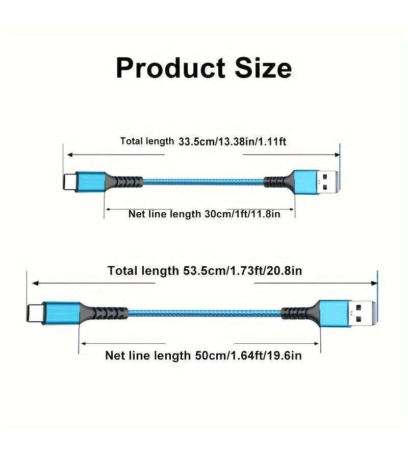 كابل USB-C أحمر بطول 33 سم، مضفر من النايلون، لشحن أجهزة سامسونج جالاكسي والأجهزة من نوع Type-C - Image 2
