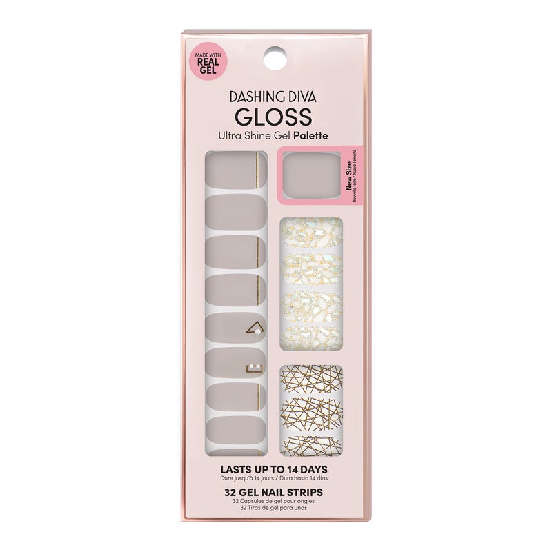 Dashing Diva Gloss Nail Wraps - All Lined Up | UV Free, Chip Resistant, Long Lasting Gel strips | Contains 32 Strips, 1 Prep Pad, 1 File - Image 1