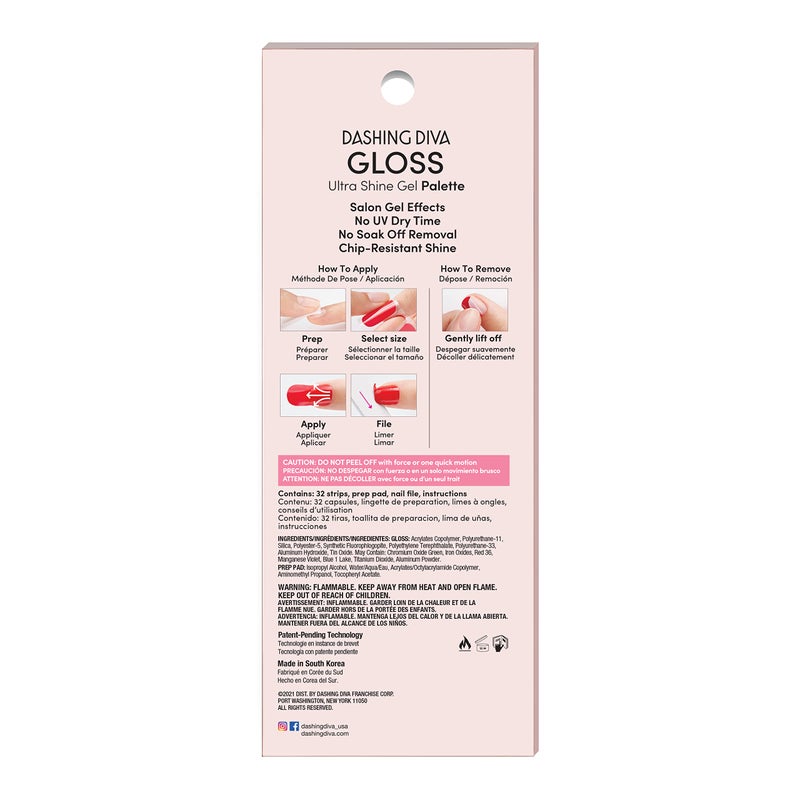 Dashing Diva Gloss Nail Wraps - All Lined Up | UV Free, Chip Resistant, Long Lasting Gel strips | Contains 32 Strips, 1 Prep Pad, 1 File - Image 4