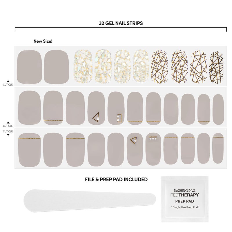 Dashing Diva Gloss Nail Wraps - All Lined Up | UV Free, Chip Resistant, Long Lasting Gel strips | Contains 32 Strips, 1 Prep Pad, 1 File - Image 3
