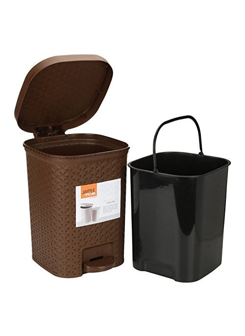 JAYPEE PLUS Jaypee Plus Dispose all Square Dustbin with Removable Plastic Bucket Garbage Bin Trash Can Pedal Waste Bin Square Shape Dustbin For Home Kitchen Bathroom Office 7 Litre Brown  - Image 4