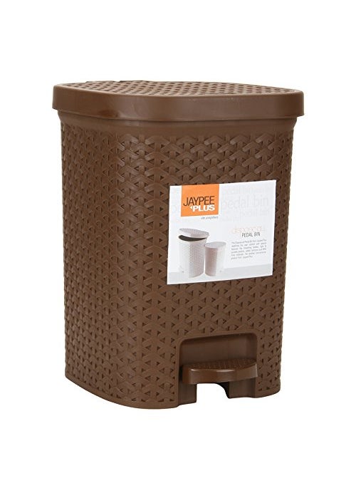 JAYPEE PLUS Jaypee Plus Dispose all Square Dustbin with Removable Plastic Bucket Garbage Bin Trash Can Pedal Waste Bin Square Shape Dustbin For Home Kitchen Bathroom Office 7 Litre Brown  - Image 1