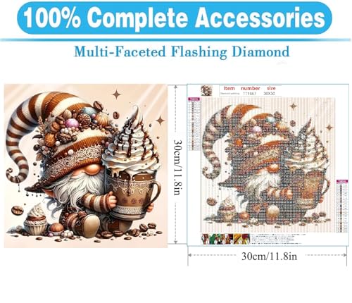 MOMDEDP Gnome Diamond Art Kits for Adults,DIY 5D Diamond Painting Kits for Beginners, Round Full Drill Diamond Dots Paintings,Diamonds Pictures Gem Art for Adults Crafts Home Decor 12x12inch - Image 3