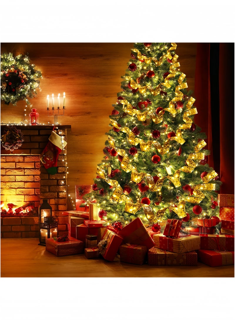 GGEROU أضواء شريط عيد الميلاد، 32.8 قدم/10 متر أضواء شريط لتزيين شجرة عيد الميلاد، زخارف أشرطة مزدوجة الطبقة من الأسلاك النحاسية، خيوط أضواء الجنية، ذهبية - Image 4