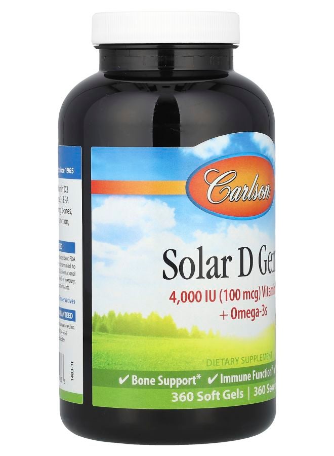 Carlson Solar D Gems®  Vitamin D3 + Omega-3s Natural Lemon  360 Soft Gels - Image 2