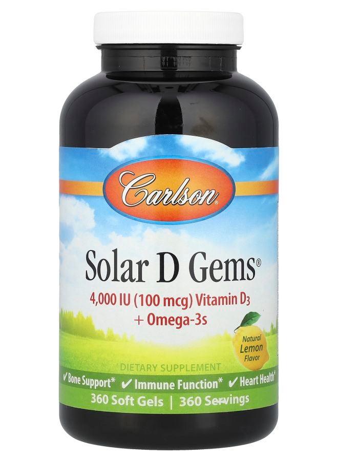 Carlson Solar D Gems®  Vitamin D3 + Omega-3s Natural Lemon  360 Soft Gels - Image 1