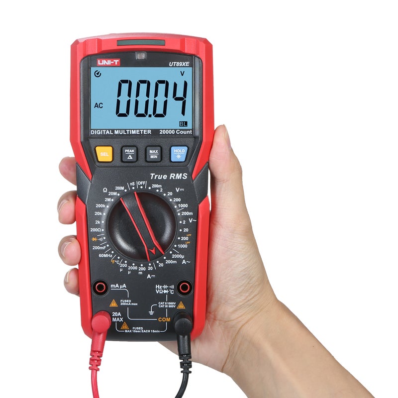 مقياس متعدد الأغراض رقمي UNI-T UT89XE بشاشة LCD مقاس 2.8 بوصة ومعدل 20000 قيمة RMS حقيقي محمول عالي الدقة، جهاز اختبار عالمي، مقاس جهد، مقاس تيار، مع مقاومة LPF، مقاوم، فولت، أمبير، واختبار صمام ودليل الاتصال واختبار درجة الحرارة، مقاس جهد 1000 فولت - Image 3