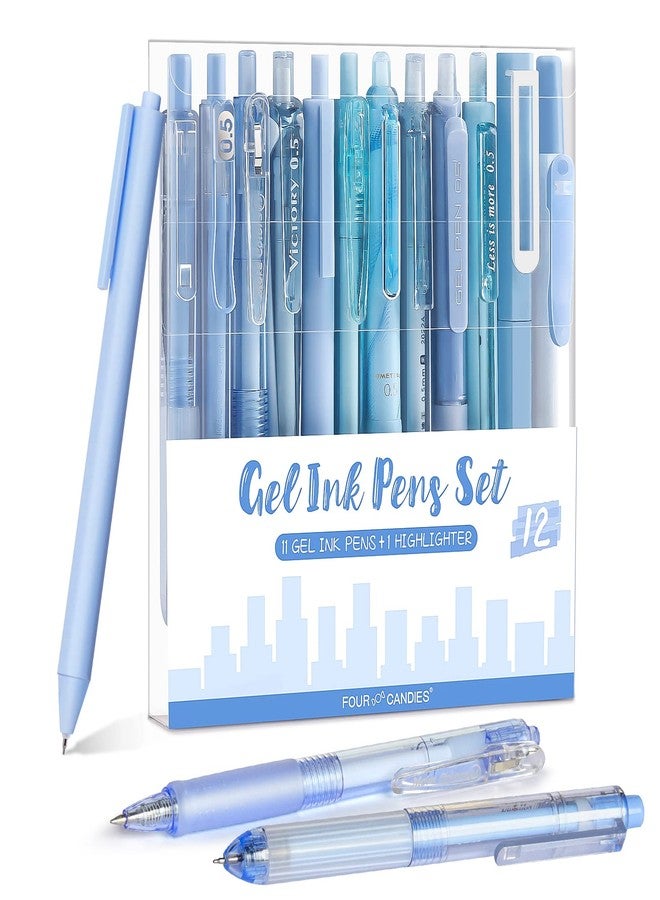 Four Candies Ocean Series Gel Pens, Black & Blue Ink Journaling Pens with 0.5 mm Fine Point, Cute School Office Supplies Aesthetic Desk Accessories, Christmas Stocking Stuffers Gift, Set of 12 - Image 1
