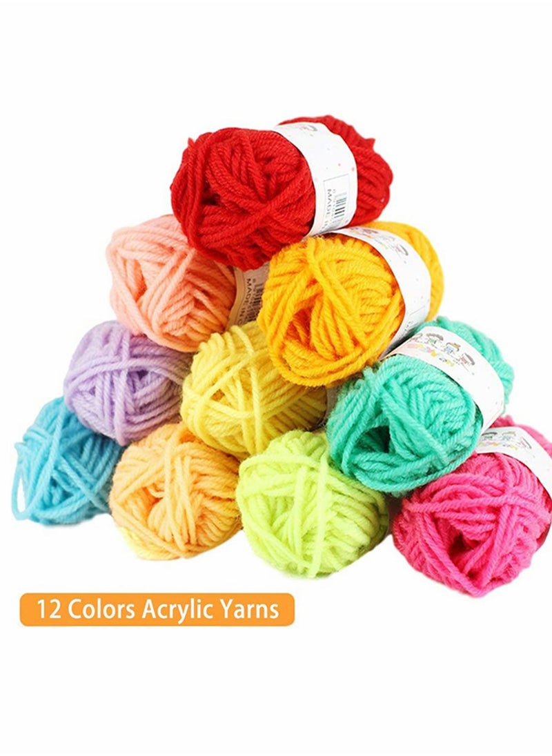 HomarKet - 12 Assorted Colors Rainbow DIY Soft Acrylic Yarn Perfect for Hand Needlework Knitting and Crochet Woven Project Great for Garments Sweaters  Scarves Hats and Craft Projects - Image 1