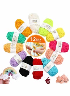 HomarKet 12 Assorted Colors Rainbow DIY Soft Acrylic Yarn Perfect for Hand Needlework Knitting and Crochet Woven Project Great for Garments Sweaters  Scarves Hats and Craft Projects  - Image 1