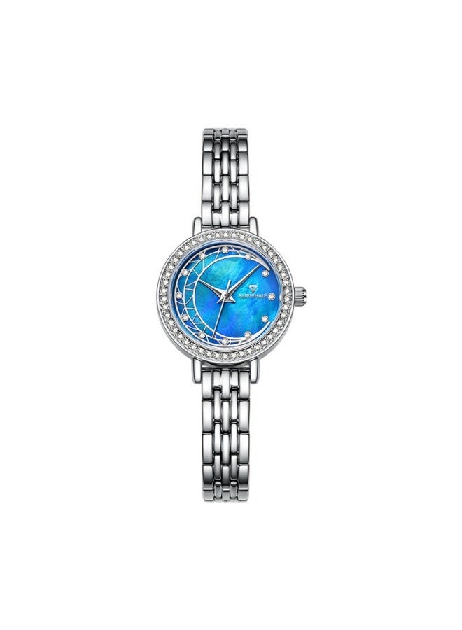Mark Fairwhale Women's Fashion Business Quartz Watch - Silver Round Case, Steel Strap, Blue Dial, Water Resistant - Image 1