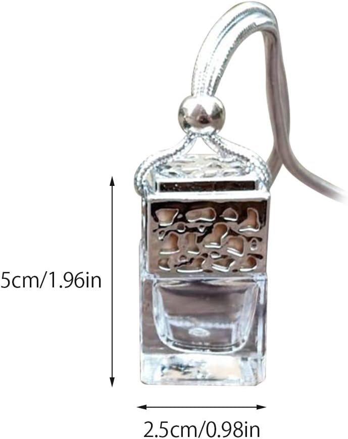 woobles 3Pcs Car Air Freshener Ornament,  Car Hanging Diffuser Empty Glass Perfume Bottle Air Freshner Refillable Fragrance Diffuser Empty Glass Bottle (silver) - Image 3