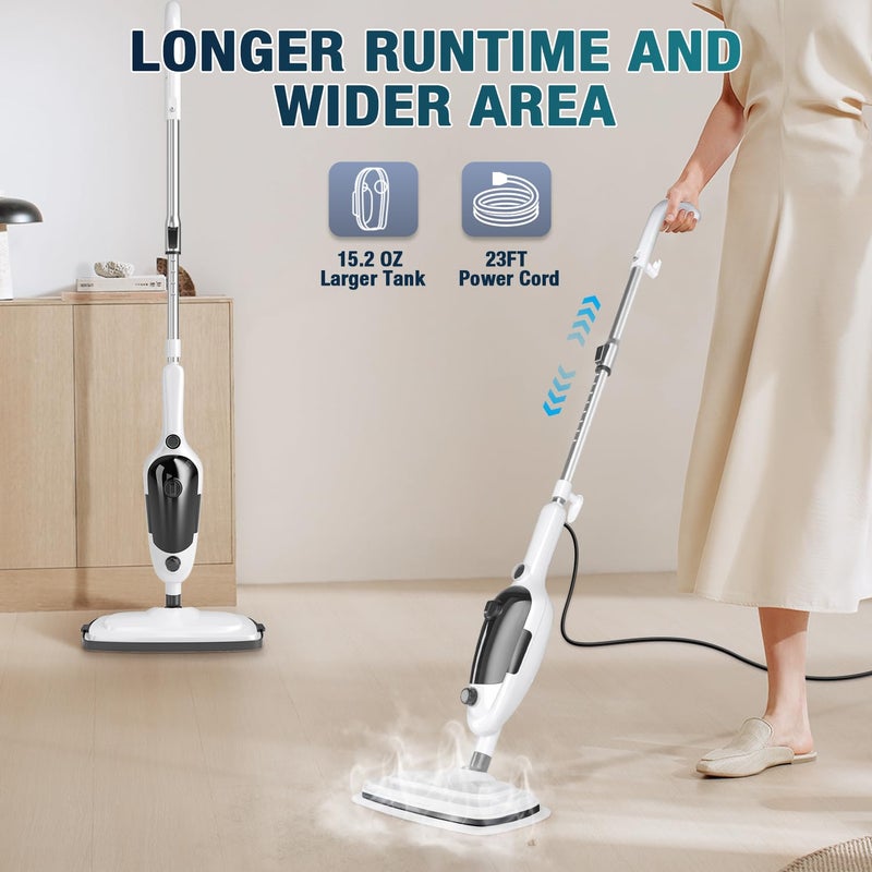 KGHKGH Steam Mop - 11-in-1 Steam Cleaner for Home with 15.2 OZ Water Tank & 23FT Power Cord, Detachable Steam Mops for Floor Cleaning MultiPurpose Steamer for Hardwood, Tile, Furniture with 11 Accessories - Image 4
