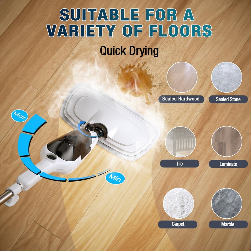 KGHKGH Steam Mop - 11-in-1 Steam Cleaner for Home with 15.2 OZ Water Tank & 23FT Power Cord, Detachable Steam Mops for Floor Cleaning MultiPurpose Steamer for Hardwood, Tile, Furniture with 11 Accessories - Image 2