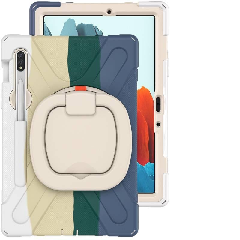 حافظة سامسونج تاب دوارة متوافقة مع Samsung Galaxy Tab S8 Ultra / Samsung Galaxy Tab S8 باللون أخضر مع غطاء حماية ووظيفة حامل وحمل يومي للتابلت بوظيفة حامل باللون الأخضر Samsung Ta. - Image 1