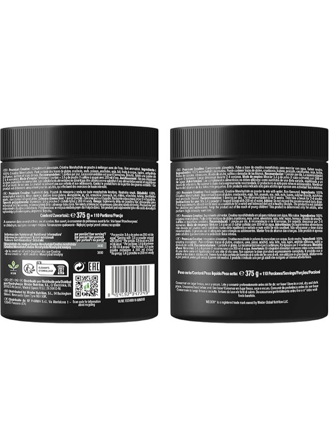 Weider Premium Creatine 100% Creapure 375g Unflavoured – Pure Creatine Monohydrate for Strength & Performance - Image 3