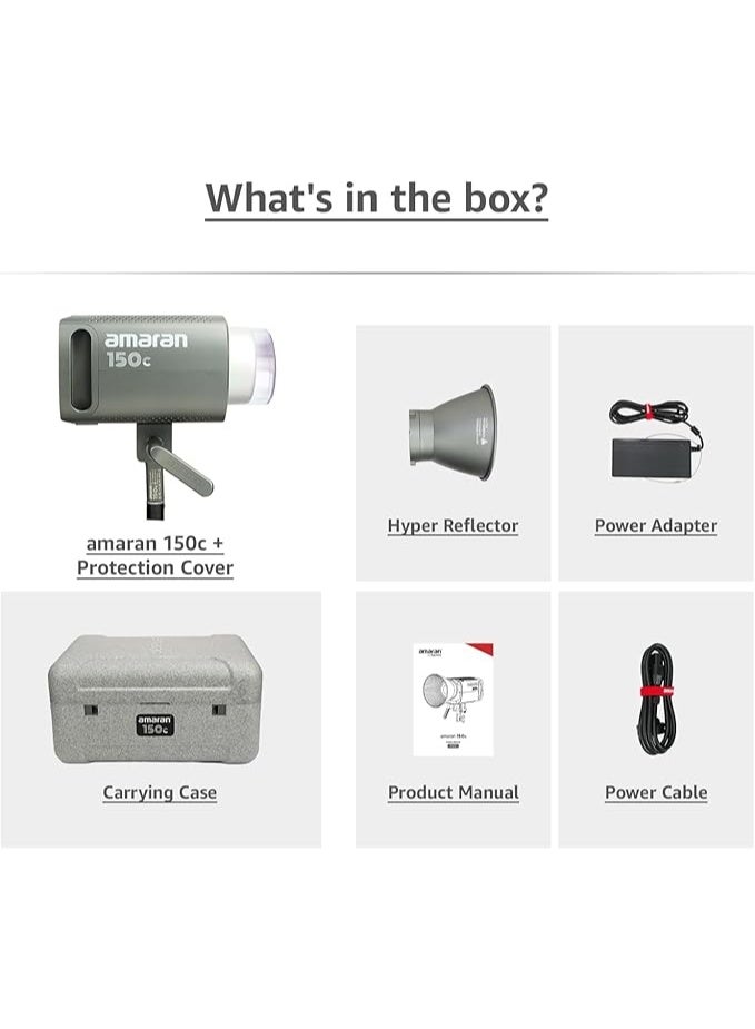 Aputure Amaran 150c (RGB, 2500K-7500K) Full-Colour Point-Source LED, Built-in Umbrella Holder, Bowens Mount & 9 Effects, with Silent Cooling System & Sidus Link App Control - Image 5