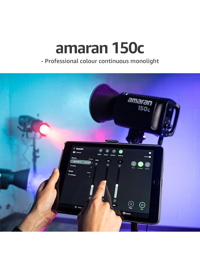Aputure Amaran 150c (RGB, 2500K-7500K) Full-Colour Point-Source LED, Built-in Umbrella Holder, Bowens Mount & 9 Effects, with Silent Cooling System & Sidus Link App Control - Image 2