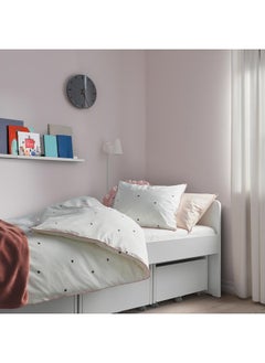 Zaboon Duvet Cover And Pillowcase, Dot Pattern White/Pink, 150X200/50X80 Cm  - Image 3