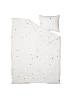 Zaboon Duvet Cover And Pillowcase, Dot Pattern White/Pink, 150X200/50X80 Cm  - Image 2