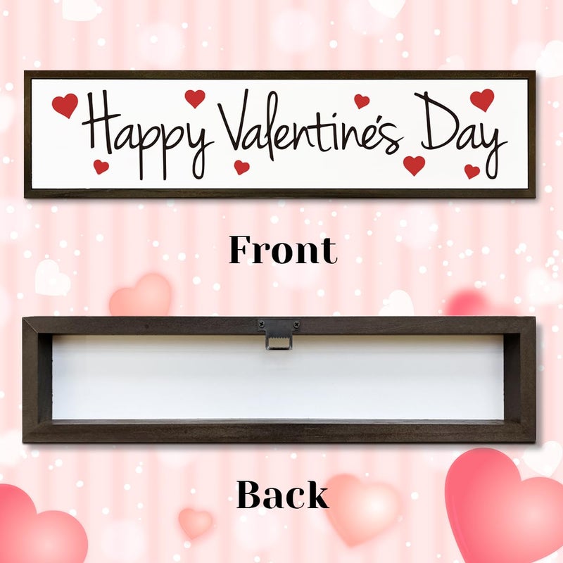 WKYAER Valentine's Day Wood Decor, Happy Valentine's Day Wood Sign, Wooden Box Signs for Home Sign, Valentine's Day Decor, Wall Decoration Sign for Valentine's Day, Valentine's Day Gifts - Image 3