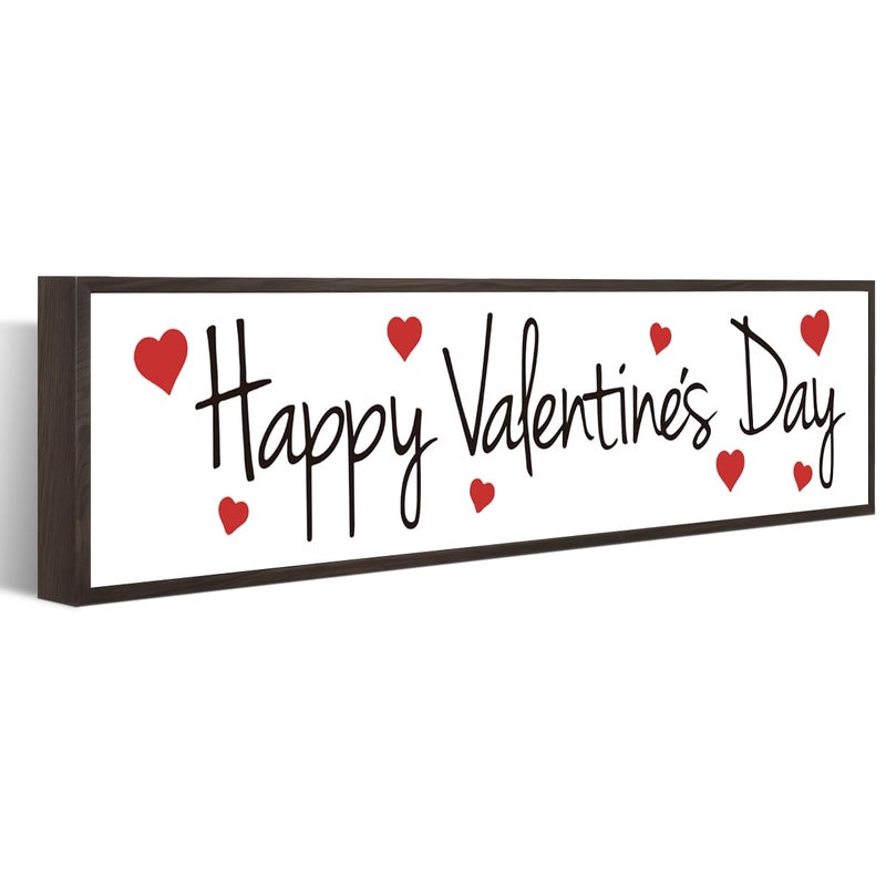 WKYAER Valentine's Day Wood Decor, Happy Valentine's Day Wood Sign, Wooden Box Signs for Home Sign, Valentine's Day Decor, Wall Decoration Sign for Valentine's Day, Valentine's Day Gifts - Image 1