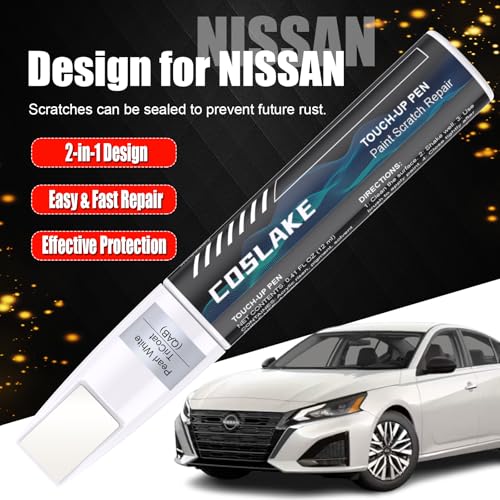 COSLAKE Car Touch Up Paint(Pearl White TriCoat(QAB)) for Nissan, Car Paint Scratch Repair Kit, Quick & Easy Solution to Repair, 2 in 1 Scratch Remover Pen with 2PCS Disposable Micro Applicators - Image 2