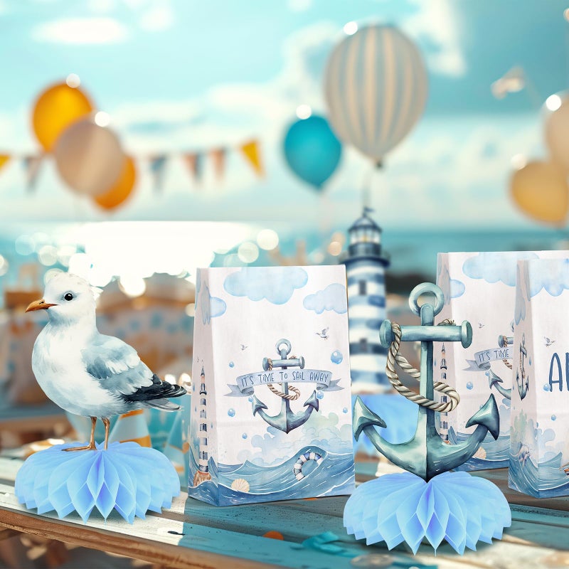 Celee Nautical Baby Shower Table Centerpieces â€“ 12PCS Ocean Sailor Boy Decorations for Blue Baby Shower or First Birthday, Whale Boat Lighthouse Nautical Party Decor - Image 5