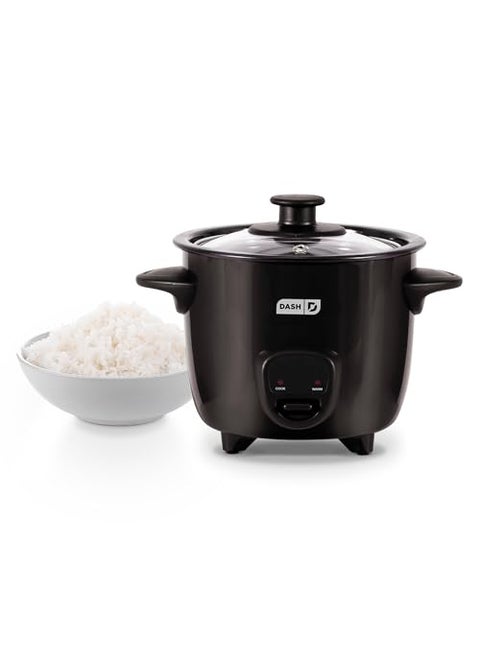 DASH Mini Rice Cooker Steamer with Removable Nonstick Pot Keep Warm Function  Recipe Guide One Half Quart for Soups Stews Grains  Oatmeal  Black