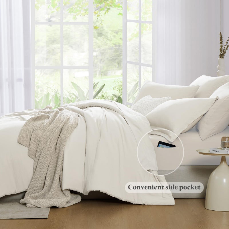 WRENSONGE Queen Comforter Set - 7 Pieces White Soft Bed in a Bag Queen with Fitted Sheet, Flat Sheet, 2 Pillow Shams, and 2 Pillowcases- Warm Bedding Sets for All Season - Image 4