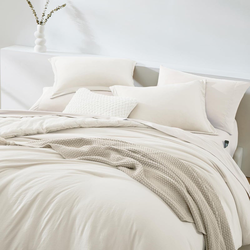 WRENSONGE Queen Comforter Set - 7 Pieces White Soft Bed in a Bag Queen with Fitted Sheet, Flat Sheet, 2 Pillow Shams, and 2 Pillowcases- Warm Bedding Sets for All Season - Image 5